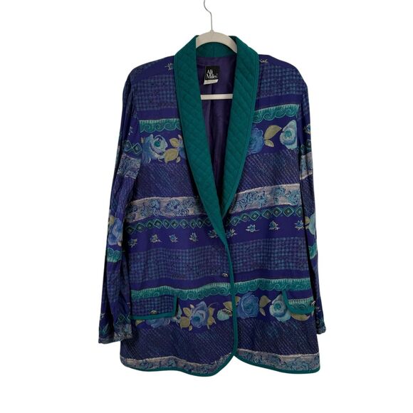Ali Miles Vintage Purple Green Floral Jacket Y2K Fairy Cottage Womens Size 16 - Picture 2 of 6